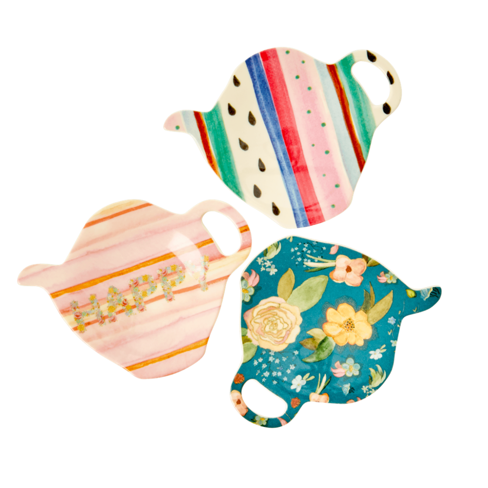 Melamine Tea Bag Plate By Rice DK Believe in Red Lipstick Prints